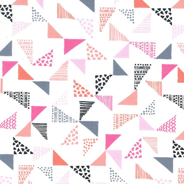 Michael Miller Quilting Fabric - Just Right in White and Pink