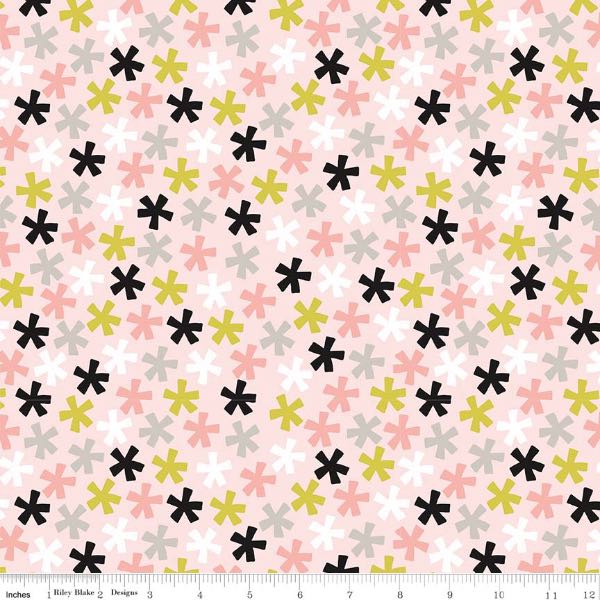 Riley Blake "Meow" Stars - Pink - Quilting Fabric
