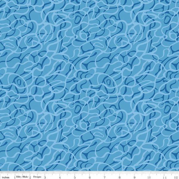 Riley Blake Sharktown Waves - Blue - Quilting Fabric