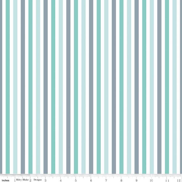 Riley Blake Sharktown Stripes - Teal - Quilting Fabric