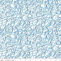 Riley Blake Sharktown Waves - Blue on White - Quilting Fabric
