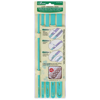 A pack of five green long plastic bars in a cardboard sleeve