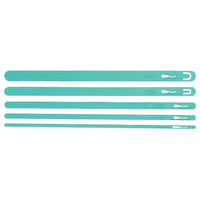 Five green long plastic bars in various sizes