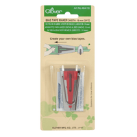 Bias tape maker in silver coloured metal with red midsection - 18mm