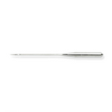 A sewing machine needle laying on its side