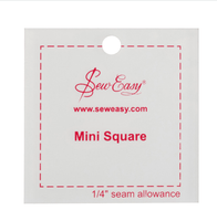 A clear 2.5" acrylic square template giving a finished size of 2" square