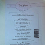 Pattern sheet for a small felt toy with materials list and design details.