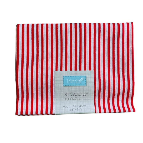 Red and white striped cotton fat quarter