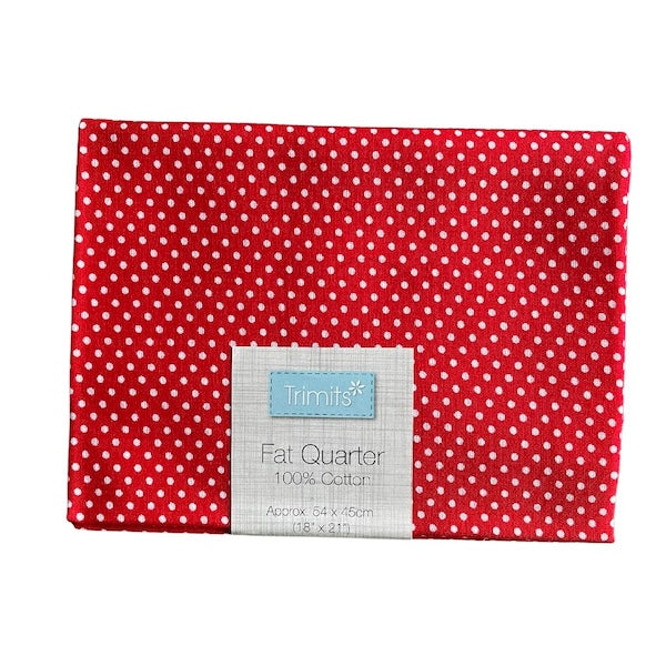 White dots on a red background cotton fat quarter