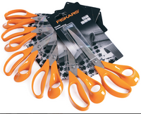 A selection of fanned out Fiskars 25cm universal scissors