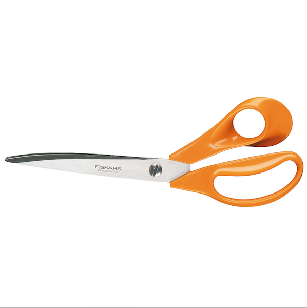 25cm classic universal large scissors for right handed people with stainless steel blades and orange handles