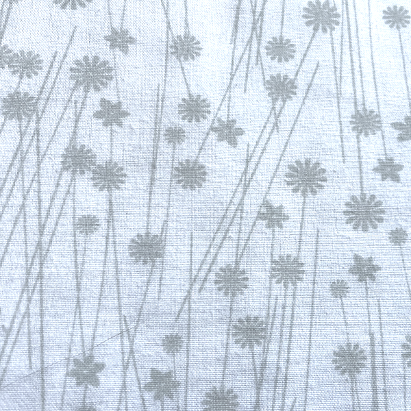 "Get Back" Quilting Fabric - Grey on White Flowers
