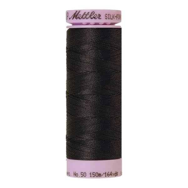 Spool of velvet black coloured cotton thread - Mole Gray code 0348
