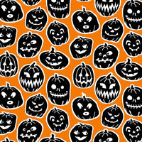 Halloween Fabric - Glow in the dark black and white pumpkins on an orange background