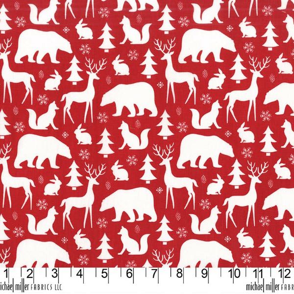 Christmas Fabric - Winter Friends in red (Santa) by Michael Miller 