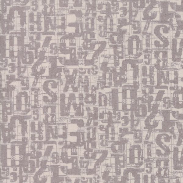 Moda "Compositions" Quilting Fabric - Large Numbers on Grey