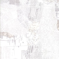 Moda "Compositions" Quilting Fabric - Maps on White