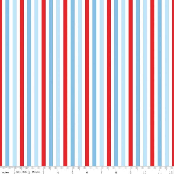 Riley Blake Sharktown Stripes - Red - Quilting Fabric