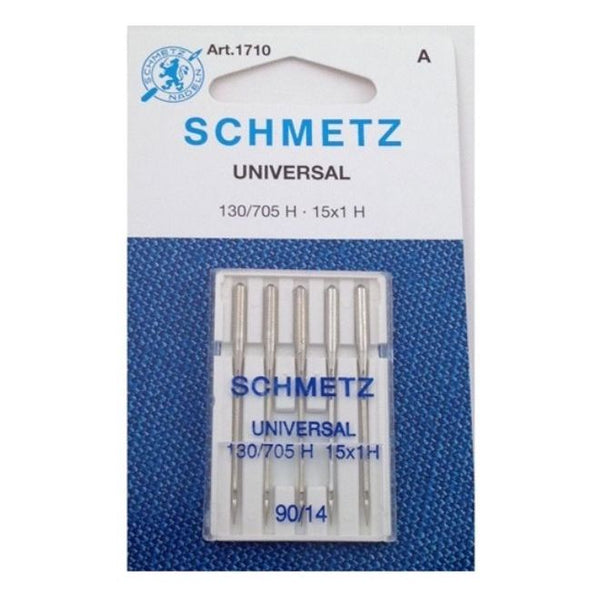 A pack of five universal Schmetz sewing machine needles in size 90-14