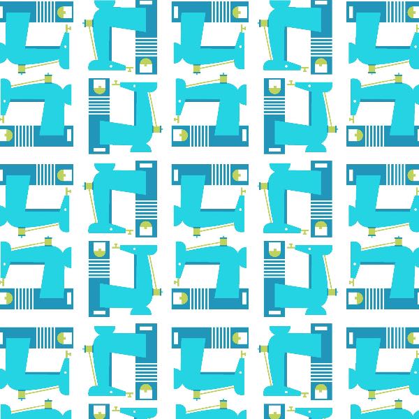 Sew Much Fun Quilting Fabric - Blue Sewing Machines